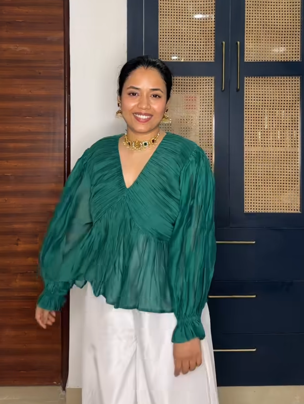 Mogra Green chanderi Top