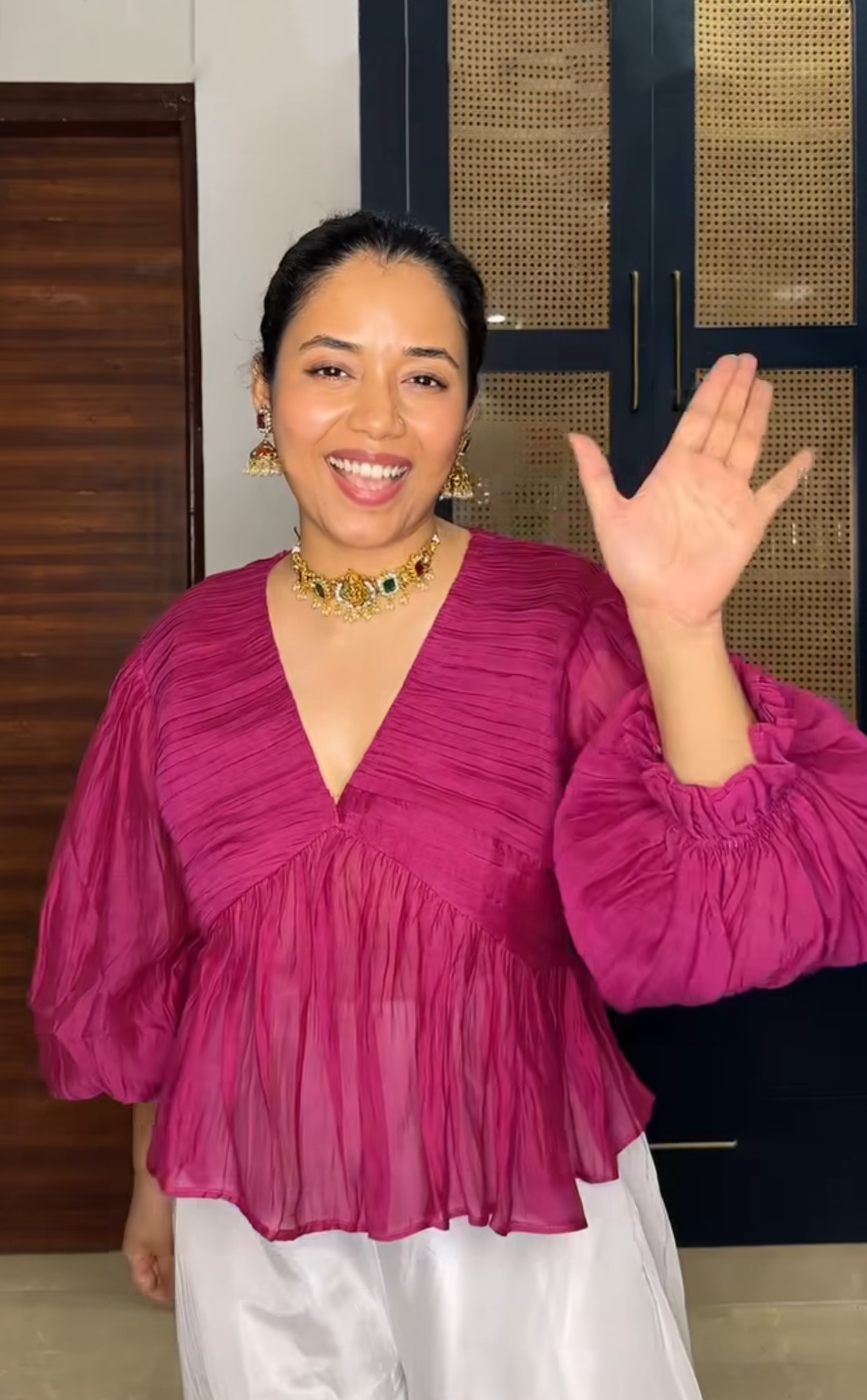 Gulabi Chanderi Top