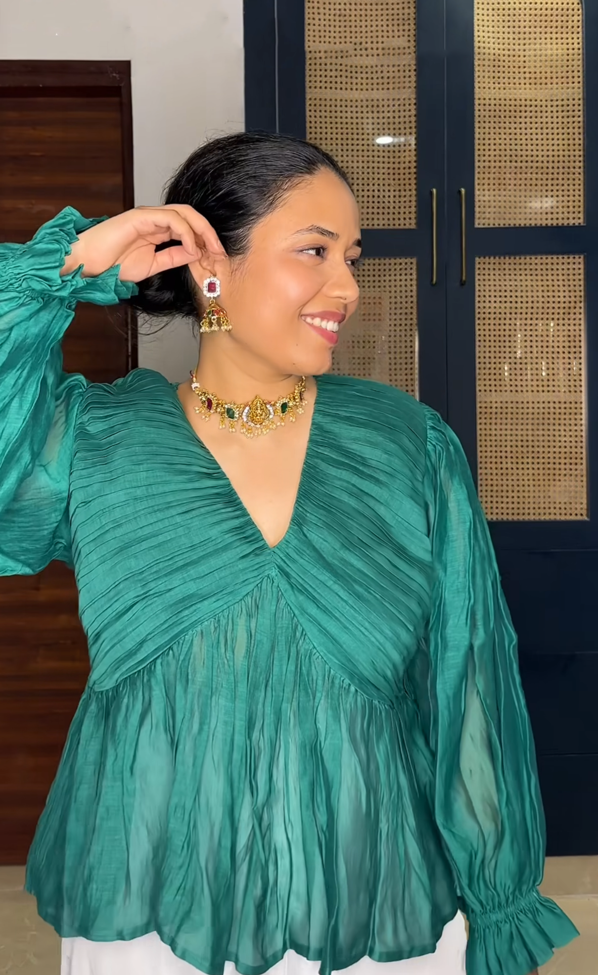 Mogra Green chanderi Top