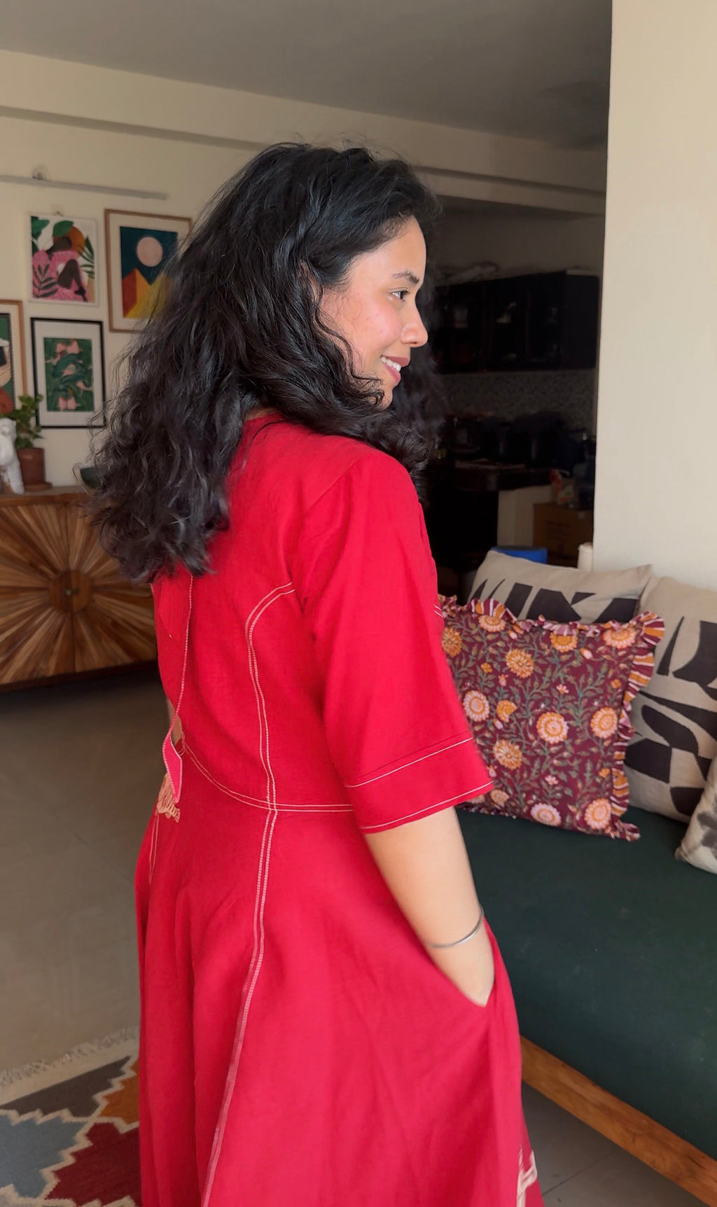 Crimson Reef Appliqué Dress