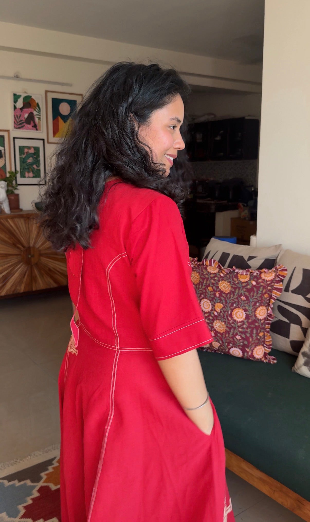 Crimson Reef Appliqué Dress