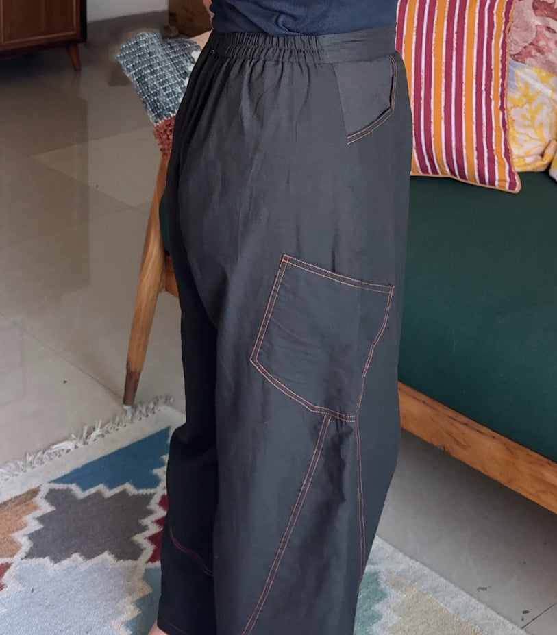 Charcoal Top Stitch Pants