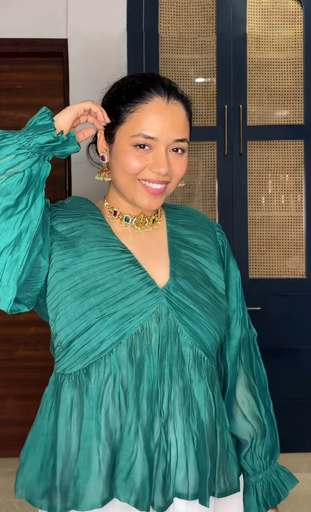 Mogra Green chanderi Top