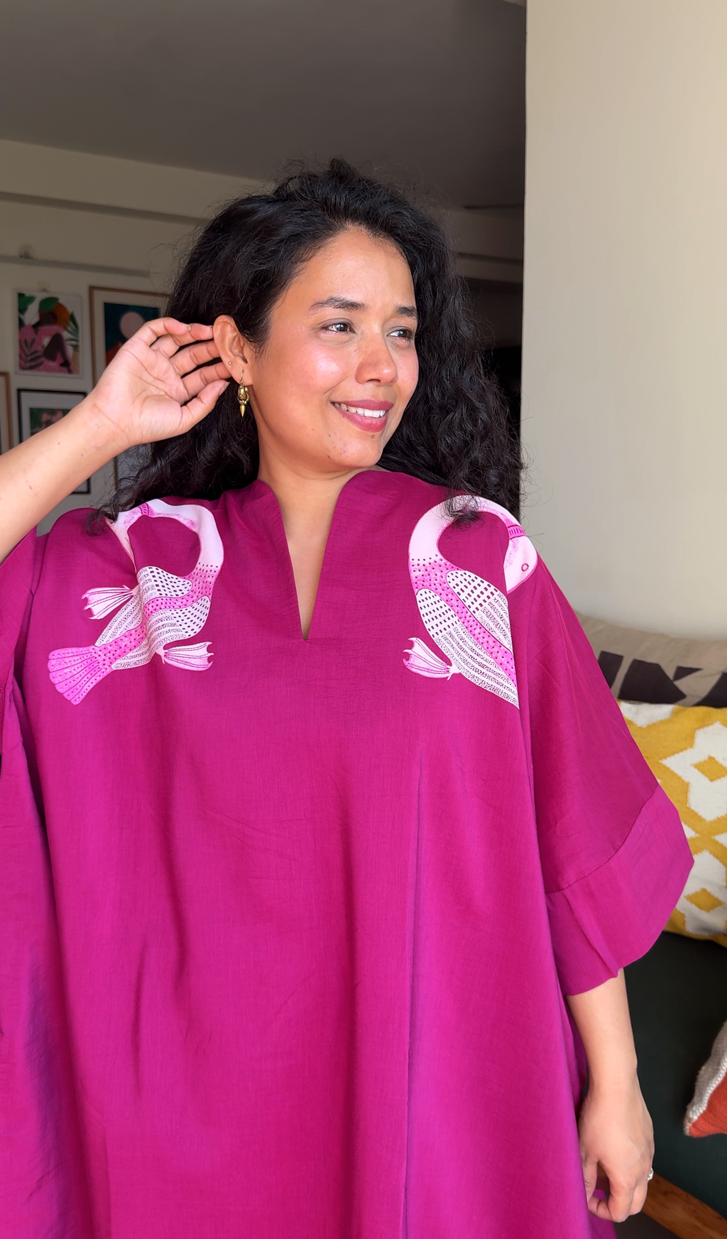 Fuchsia Bloom Udaan Kaftan