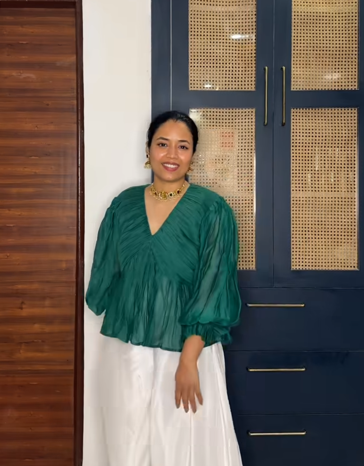 Mogra Green chanderi Top