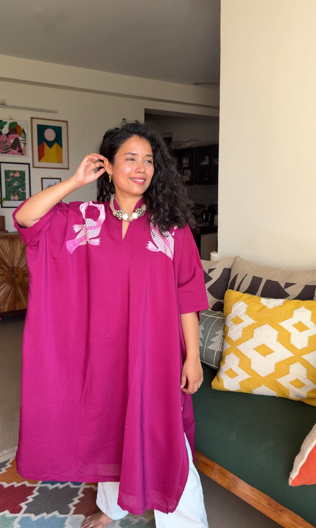 Fuchsia Bloom Udaan Kaftan