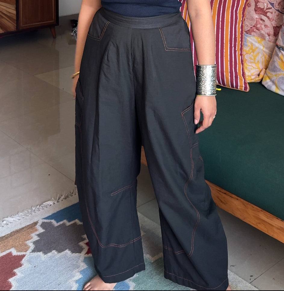 Charcoal Top Stitch Pants