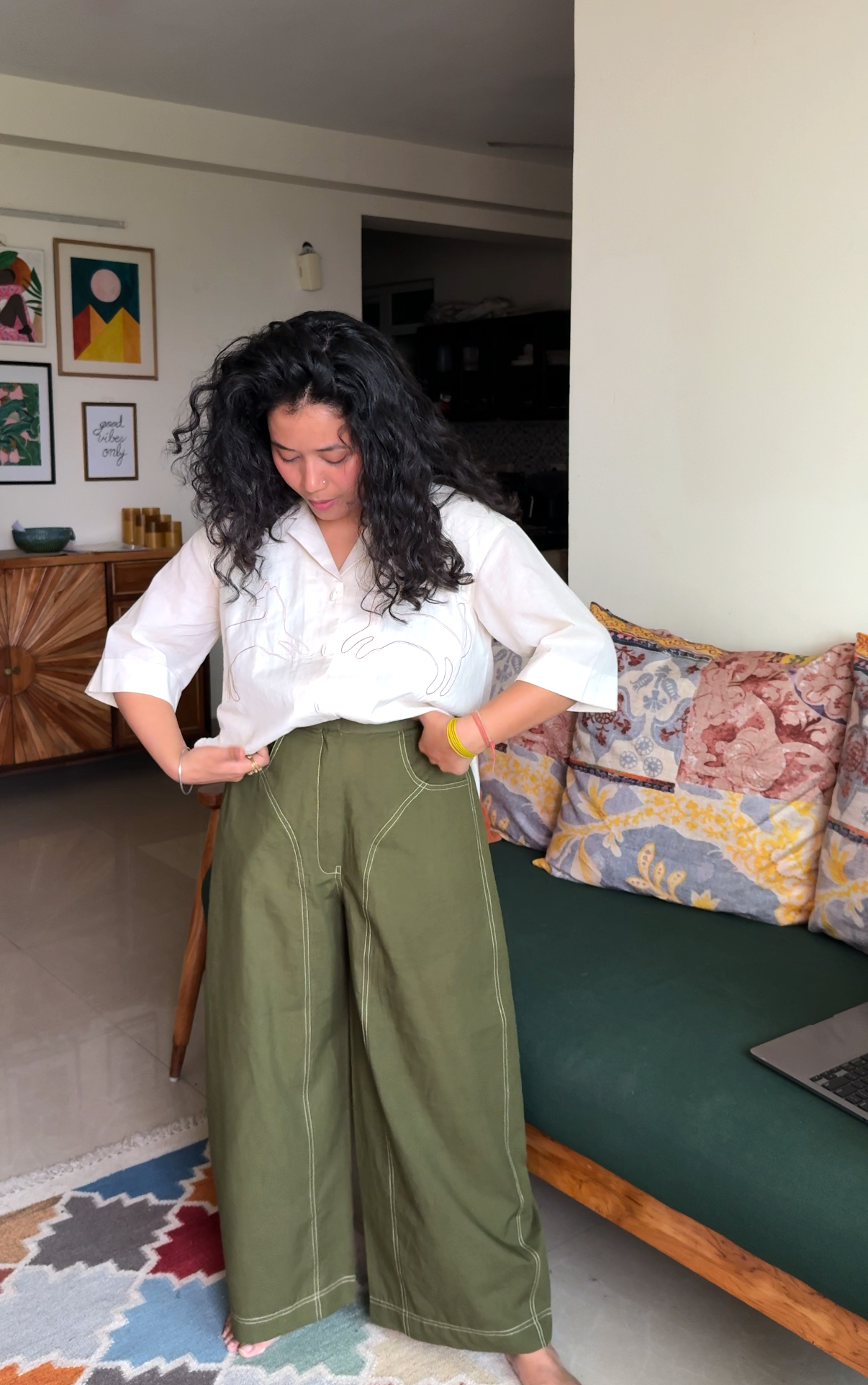 Nomad Sage Stitch Pants