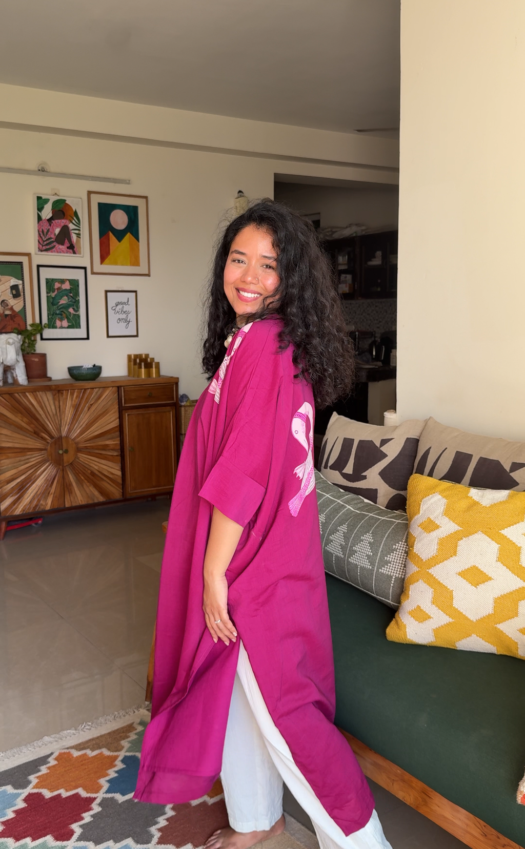 Fuchsia Bloom Udaan Kaftan