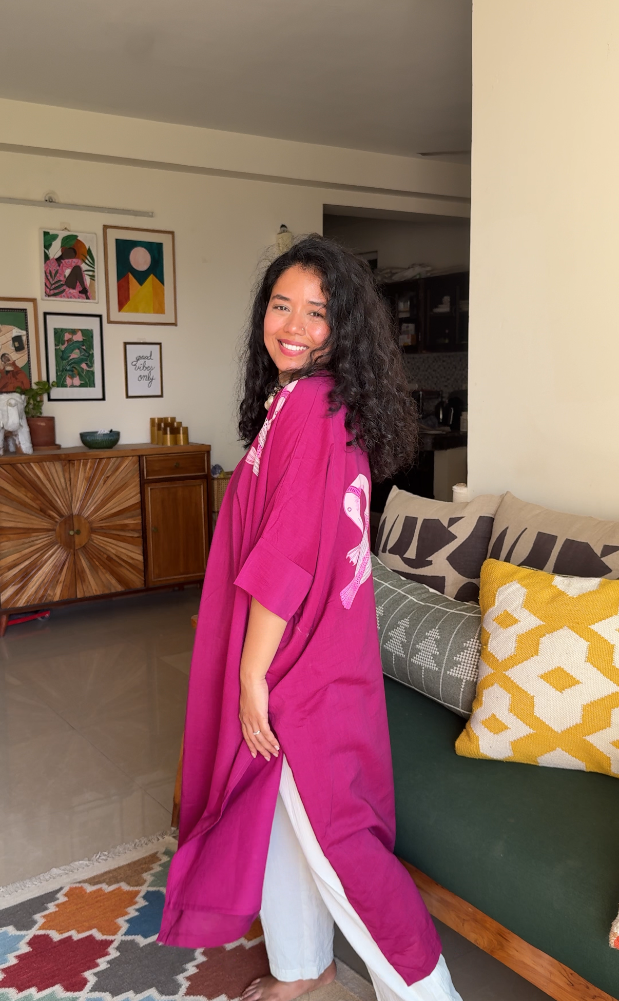 Fuchsia Bloom Udaan Kaftan