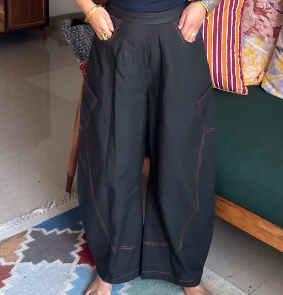 Charcoal Top Stitch Pants