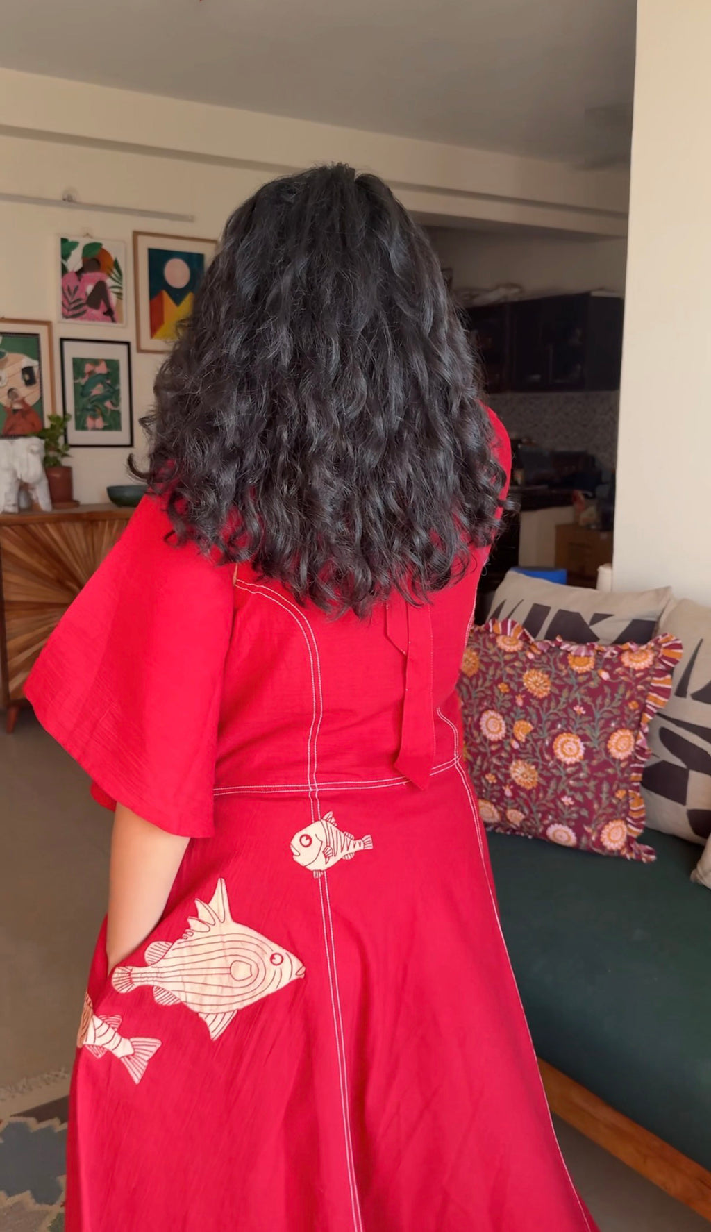 Crimson Reef Appliqué Dress