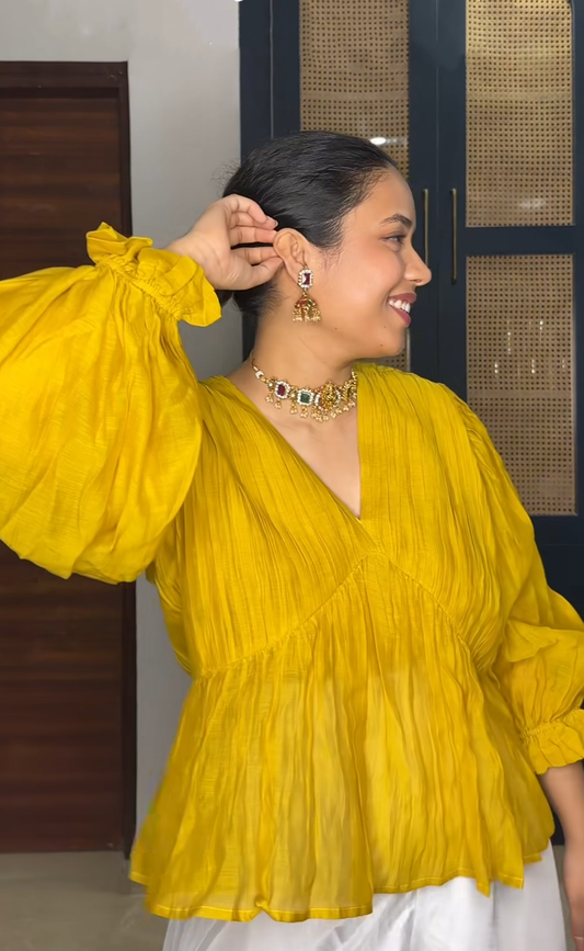 Haldi Hue Chanderi Top