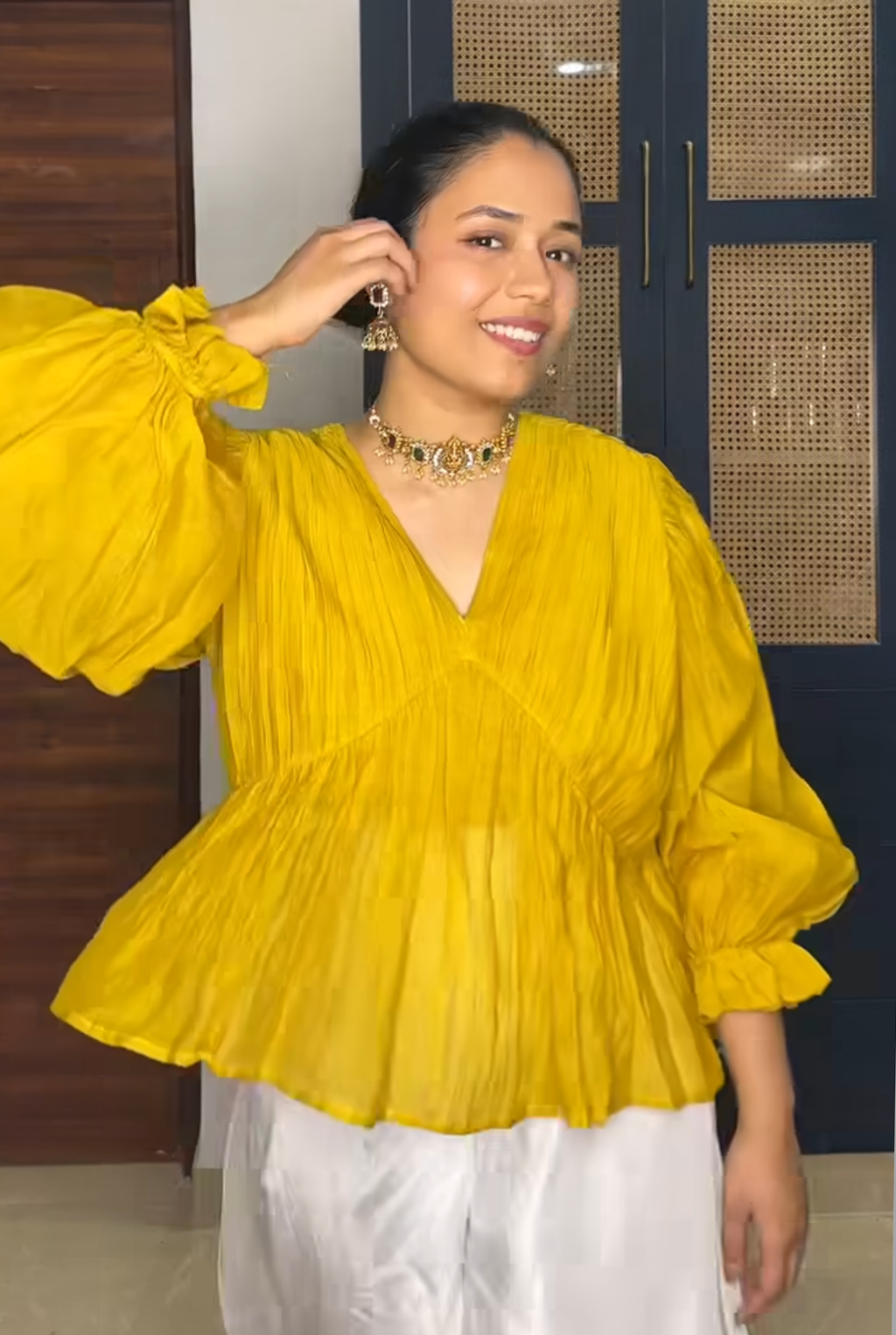 Haldi Hue Chanderi Top