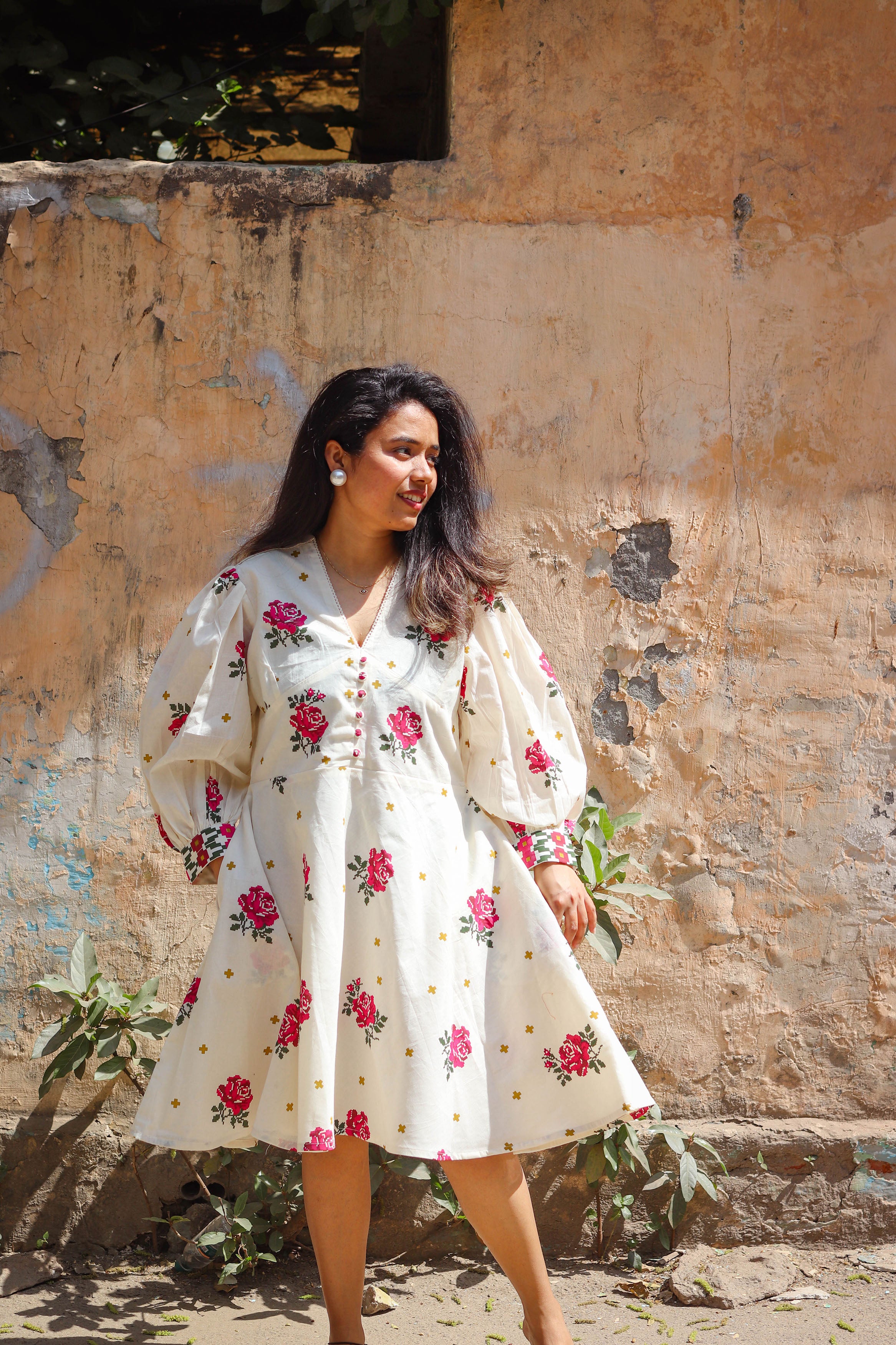 Teaberry Pixel Holiday Dress