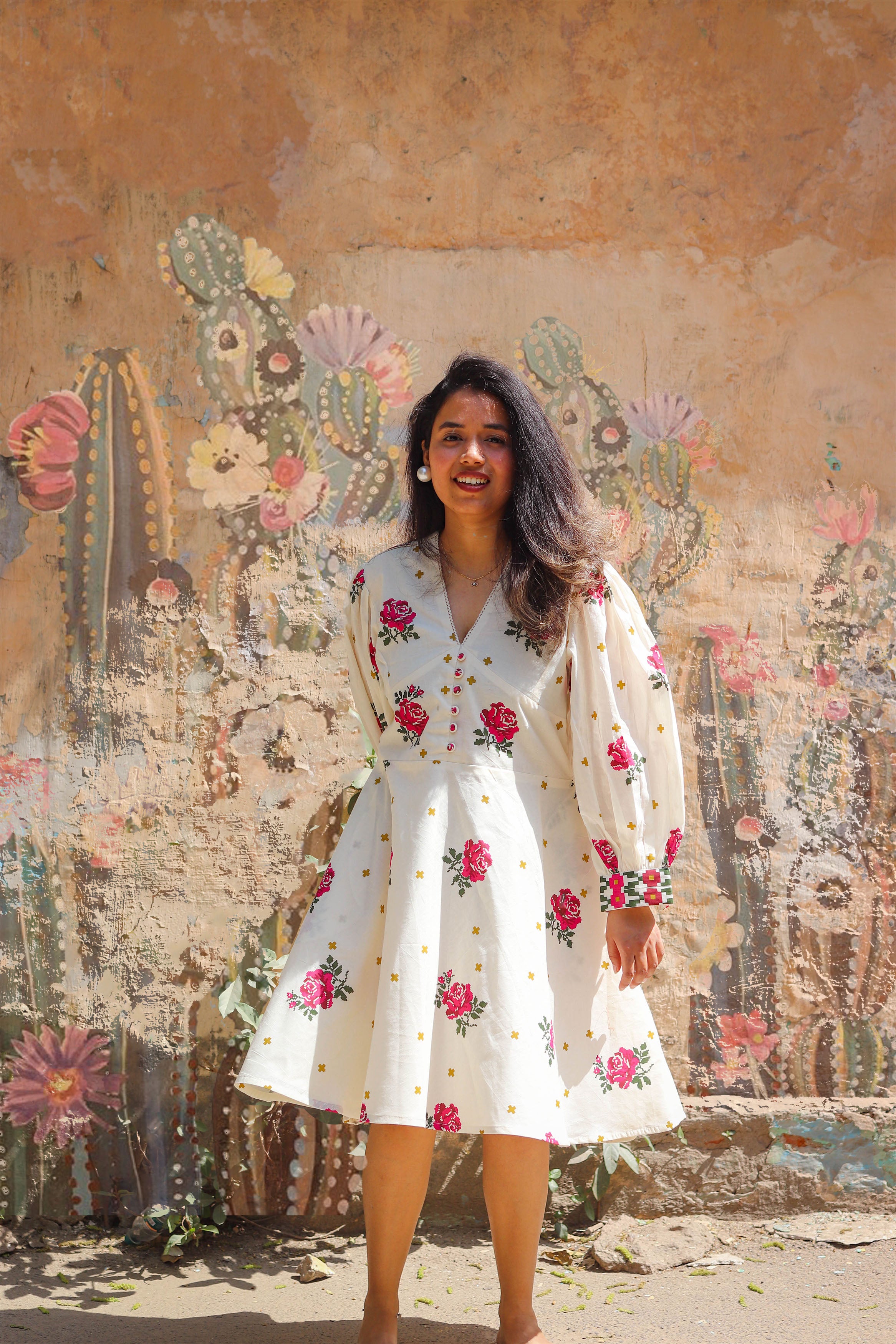 Teaberry Pixel Holiday Dress