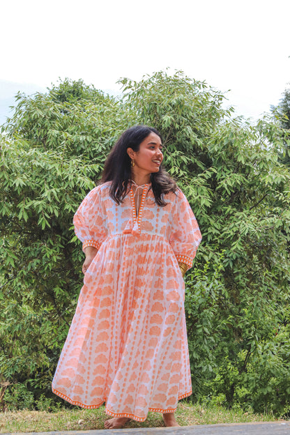 Tangerine Shell Boho Dress